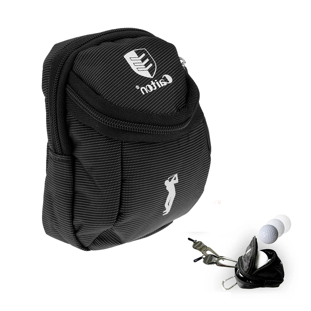 Professional Canvas Golf Ball Holder Bag & Zipper Closure - Used for Storage Golf BallsTees Divot Tools Ball Markers Accessories