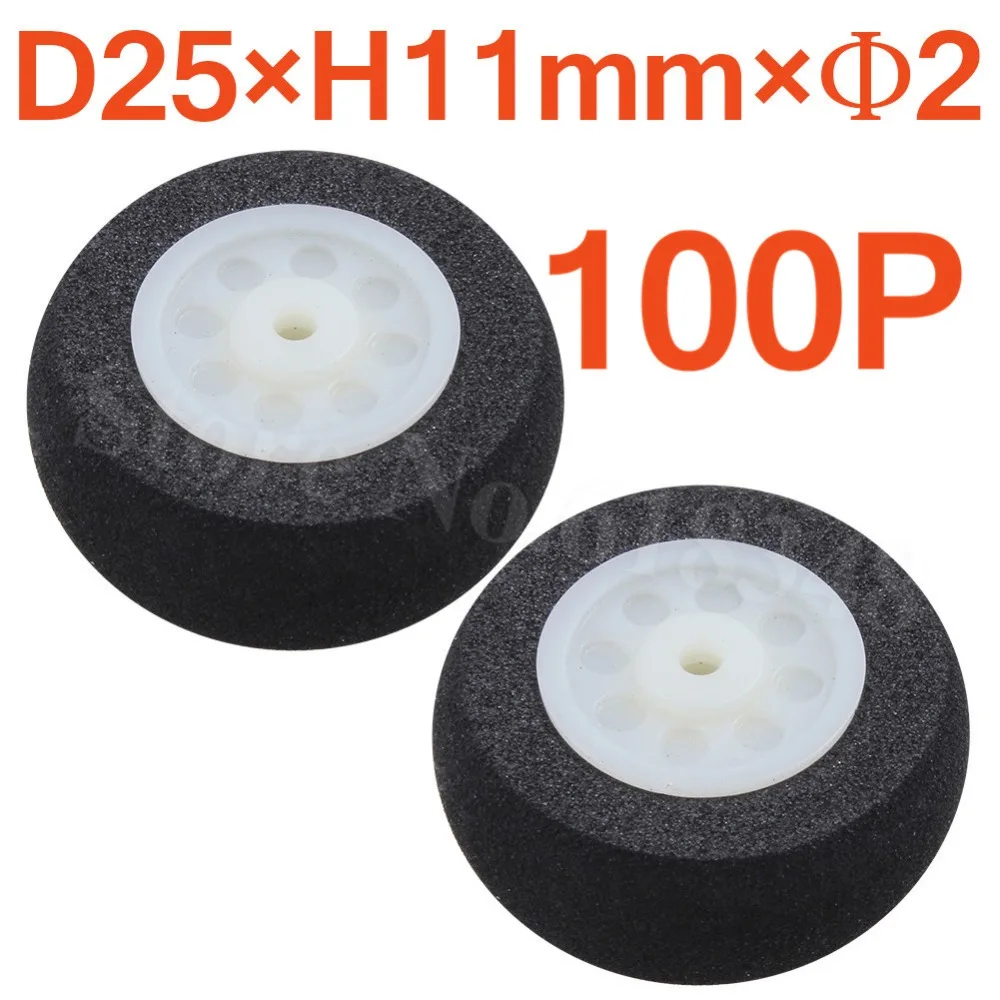 100pcs Small Light Foam Tail Wheel Diam: 25mm Thickness: 11mm Shaft hole :2mm For RC Remote Control Airplane Replacement Parts