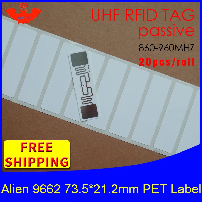 UHF RFID этикетка наклейка Alien 9662 печатная ПЭТ 915m 860 960MHZ Higgs3 EPC 6C 20 шт Бесплатная
