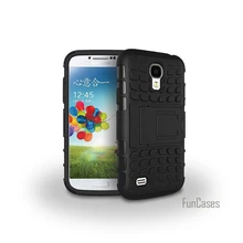 Para Samsung Galaxy S4 I9500 Caso pata de cabra Híbrido Rugby De Caucho TPU + PC Dura 2 En 1 prueba de Golpes Con el Soporte de La Cubierta Función casos