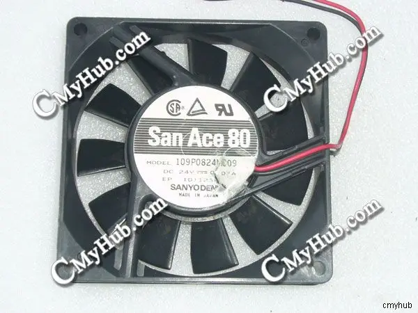 2-контактный охлаждающий вентилятор для SANYO DENKI 109P0824M609 DC24V 0.07A 8020 8 см 80 мм 80x80x20 3Pin |