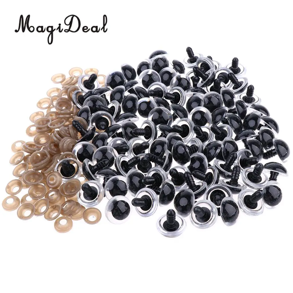 100x Plastic Clear Safety Eyes with BACKS for Bear Dog Animal DIY Doll Manufacture Craft Children Girls Toys