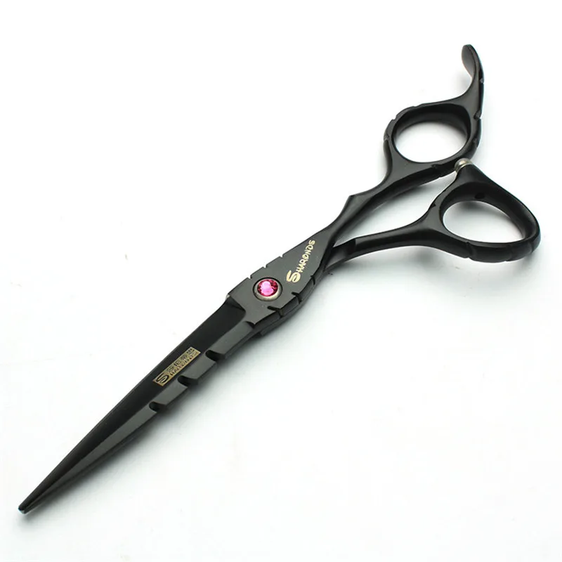 Sharonds-black-6-inch-440C-stainless-steel-hair-scissors-Purple-gemstones-hair-salon-hair-scissors-tool