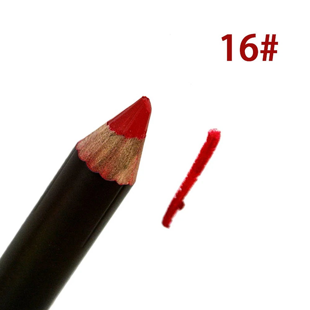 PartyQueeen художественный цветной деревянный карандаш для губ оптом Многоцелевой Водонепроницаемый шелковистый карандаш для губ помада ручка Z9815 - Цвет: 16