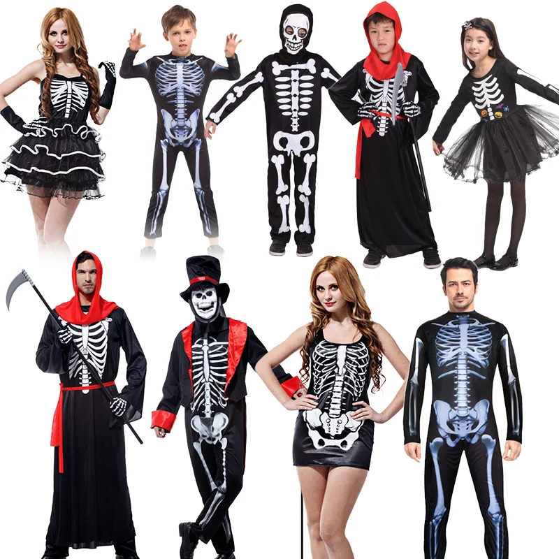 

Adult Men/Women halloween party cosplay skull devil ghost ghoul Funny skeleton with Skeleton printing zombie Mummy clothes