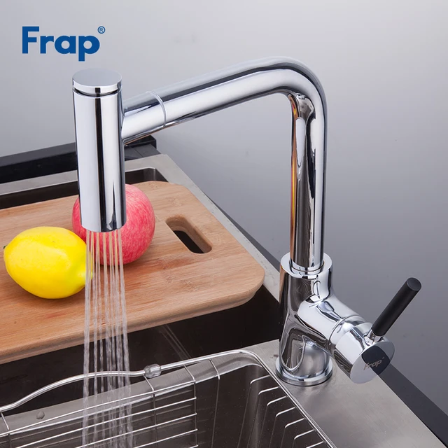 Best Price Frap New Pull Out Kitchen Faucets Chrome Single Handle Single Hole Handle Taps Swivel 360 Degree Water Mixer Tap Crane F6044