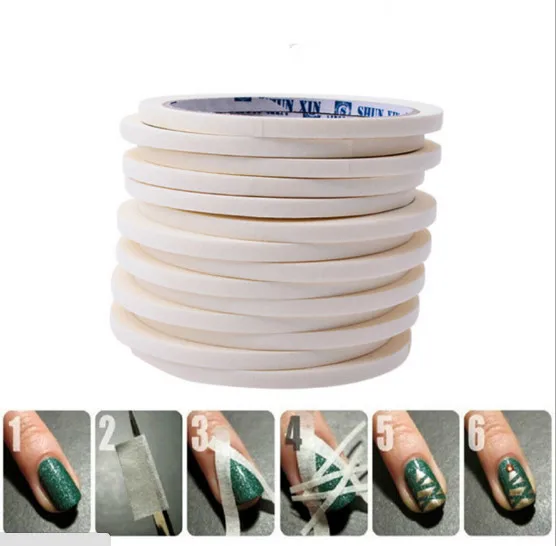 

2 PC 0.5cm*17m Manicure 3D Nail Art Tips Creative Nails Stripe Tape Rolls White Tape Stickers For Masking Pattern