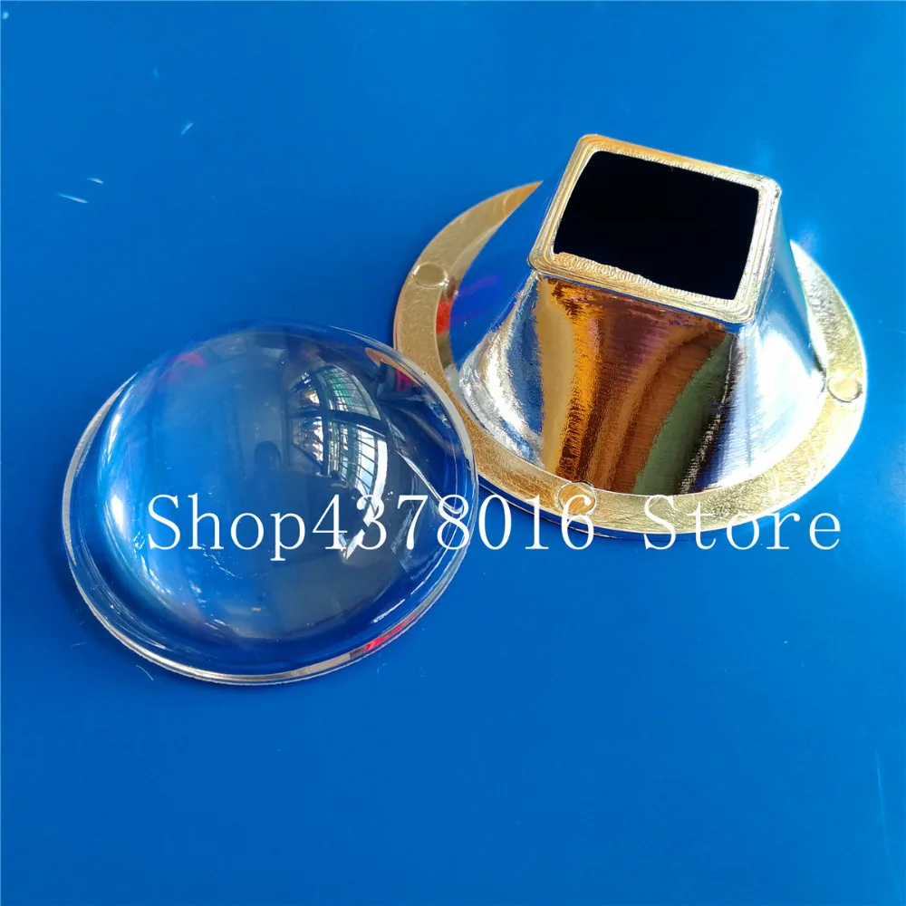 

44mm Glass LED Lens 60 degree + Reflector Collimator Kit for 10W Square High Power LEDs