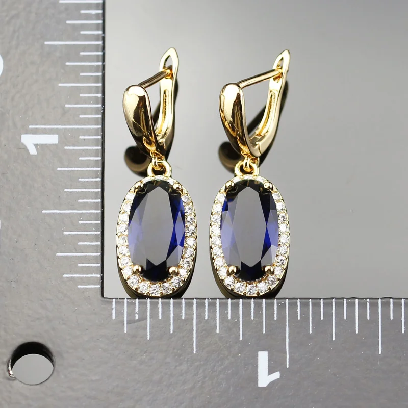 

Luxury Gold Color Vintage Earrings 6 Color Cubic Zirconia Bohemian Drop Earrings Bridal Jewelry For Girls Women Wedding Party