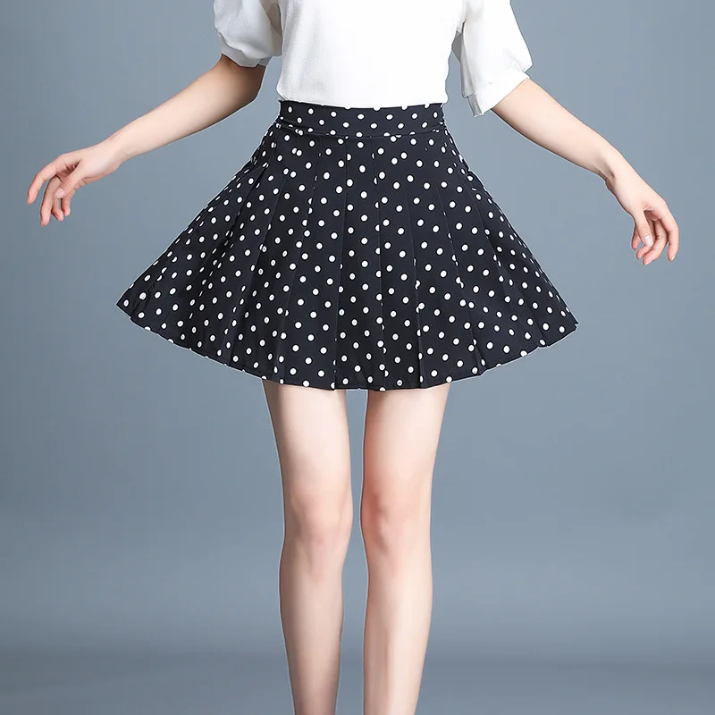 Новое поступление; Летнее в Корейском стиле Винтаж в горошек и юбка в складку с принтом Высокая Талия мини-юбка 4 цвета летние юбки для женщин