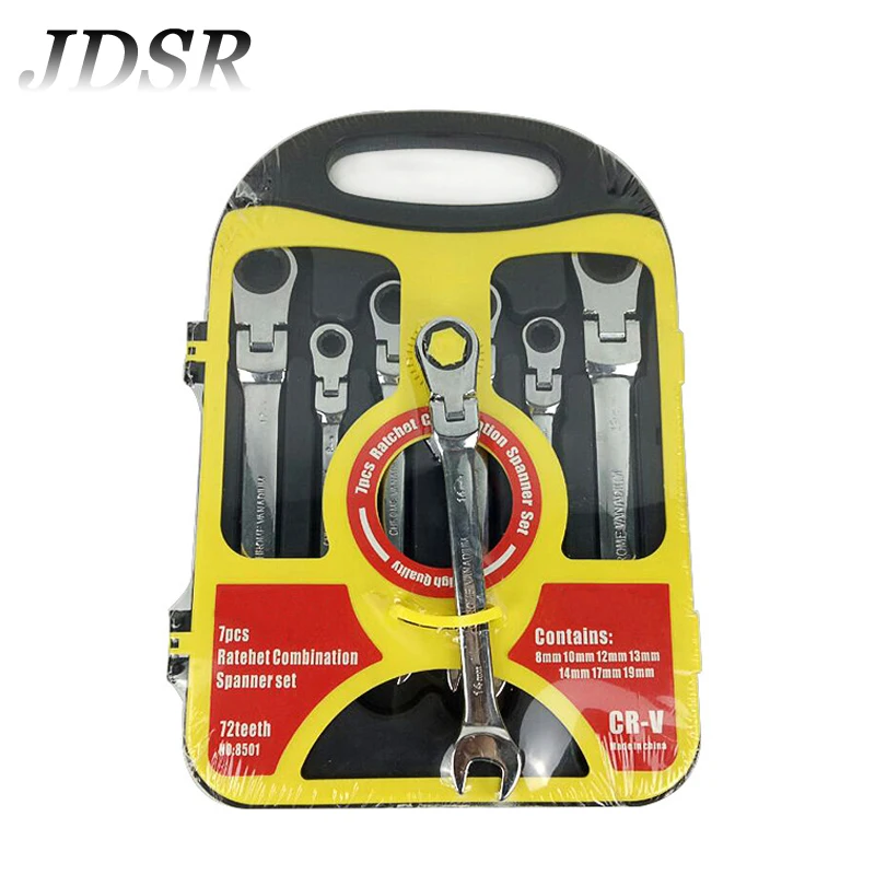 

JDSR 7-Piece Activity Dual-use Wrench Set Ratchet Wrench Open Plum Wrench 8mm-19mm Fast Motorcycle Auto Repair Manual Tool Set