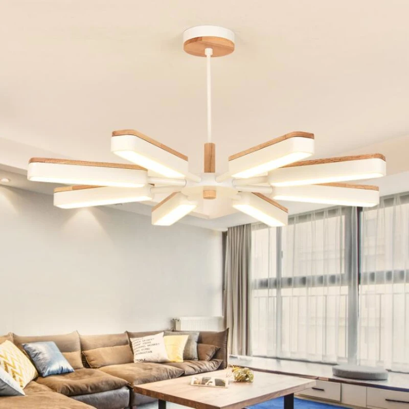 

Nordic Wood Fan Loft Led Pendant Lights Home Decoration Modern Parlor Hanglamp Dining Room Bedroom Hanging Light Fixtures
