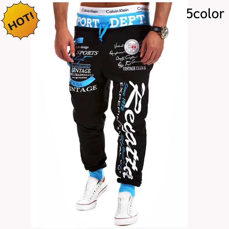 

Hot 2016 Fashion Outdoor Street Hip Hop Harem Pants Men Joggers GYM Shadow Loose Traning Football Elastic Printed Jogging Pants