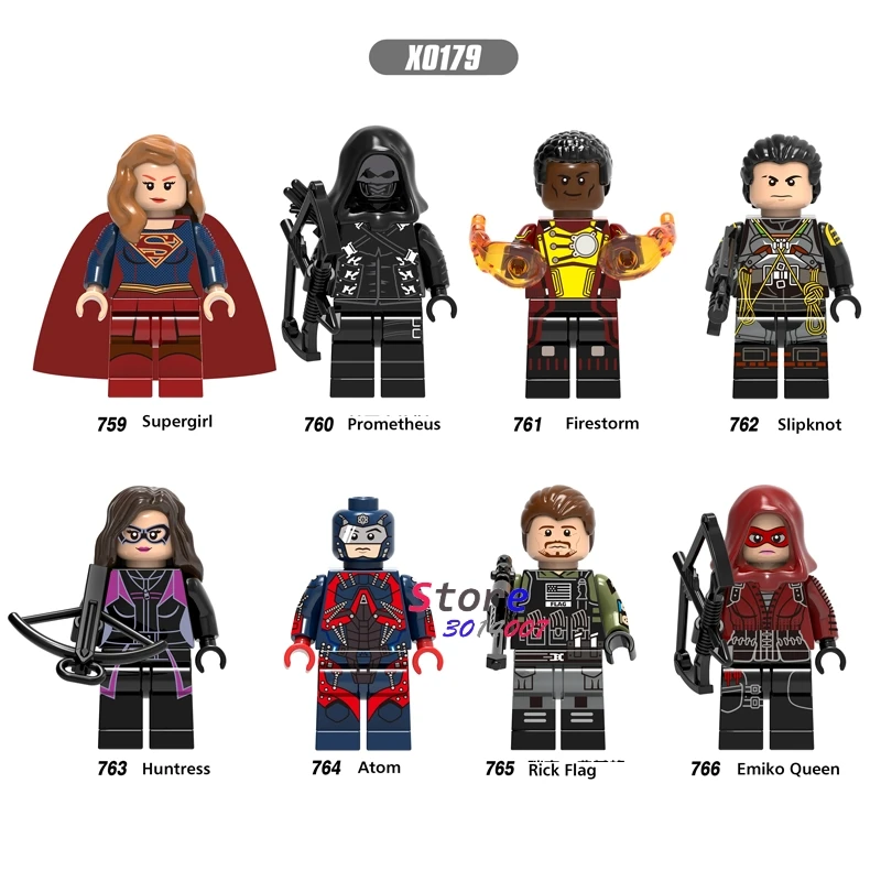

Single Super Hero Figure Prometheus Slipknot Supergirl Huntress Rick Flag Emiko Queen Atom building blocks toy for children