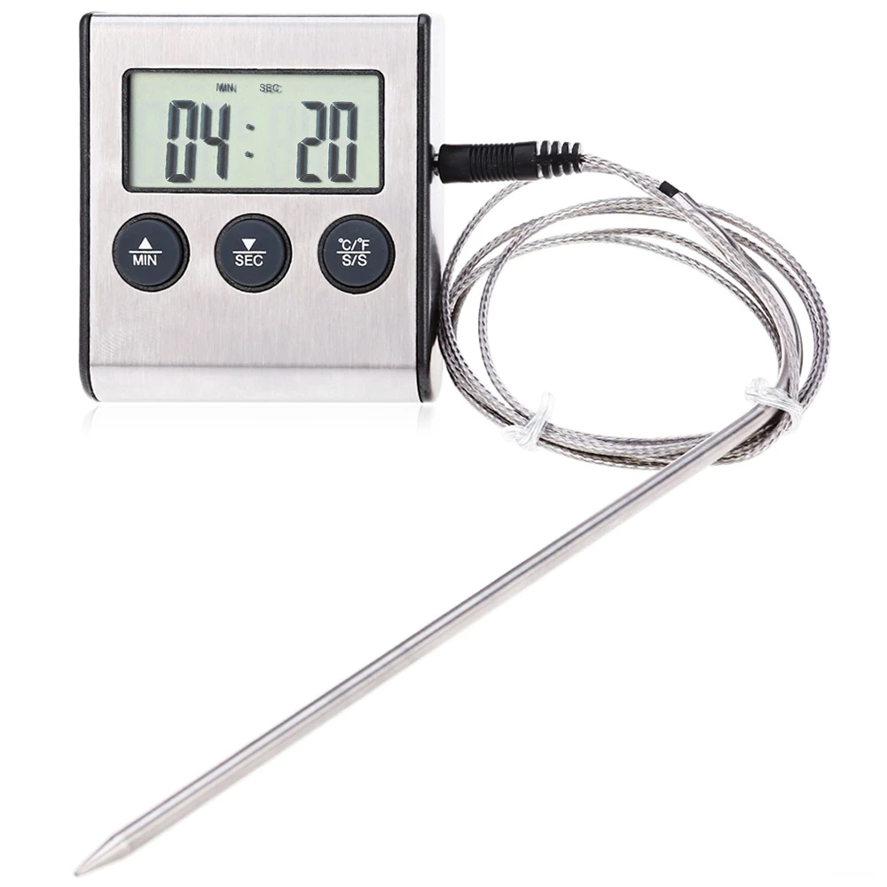 

2018 Digital electronic Probe BBQ Cooking Thermometer Food Kitchen LCD display termometer Metal Probe Cooking Timer