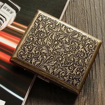 

High Quality Men's Cigarette Case with Gift Box for 20pcs Vintage Metal Cigarette Box on Sale