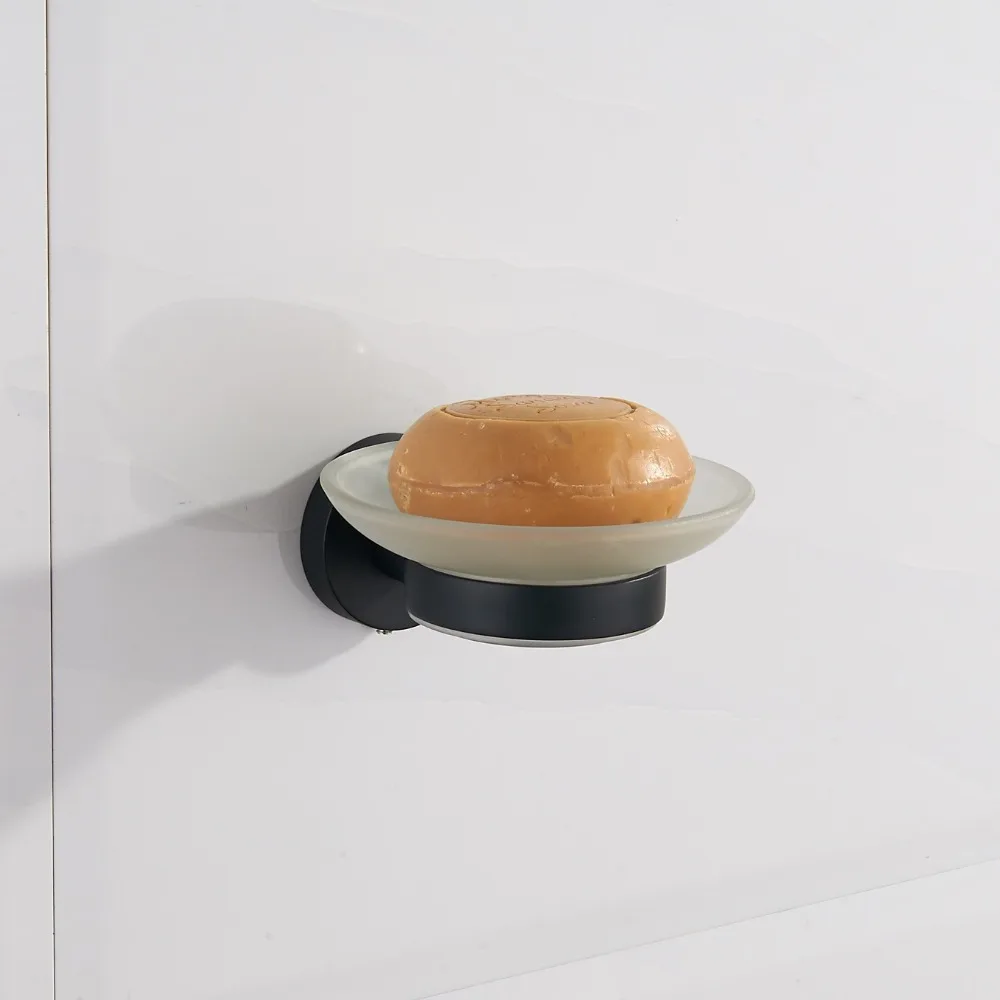

black Soap Dish Bathroom Soap Holder Wall Mounted Modern Bathroom Accessories