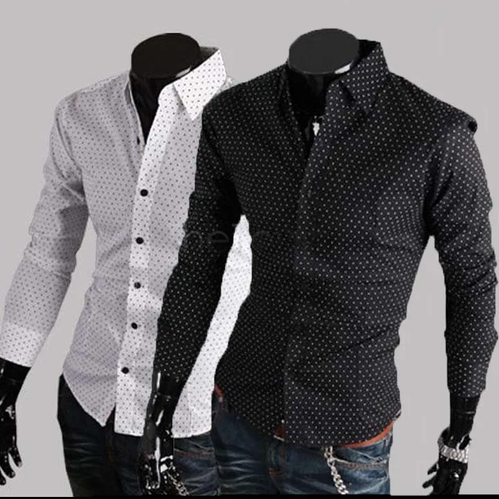 Men Formal Shirt Long Sleeve Suit New 2015 Fashion Top Sale Casual Cotton  Polka Dot Man Shirts Black White M,l,xl 29 - Shirts - AliExpress