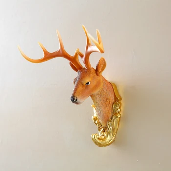 

Key clothes and hooks in the living room Porch character Pendant European simulation animal head statue Decoration