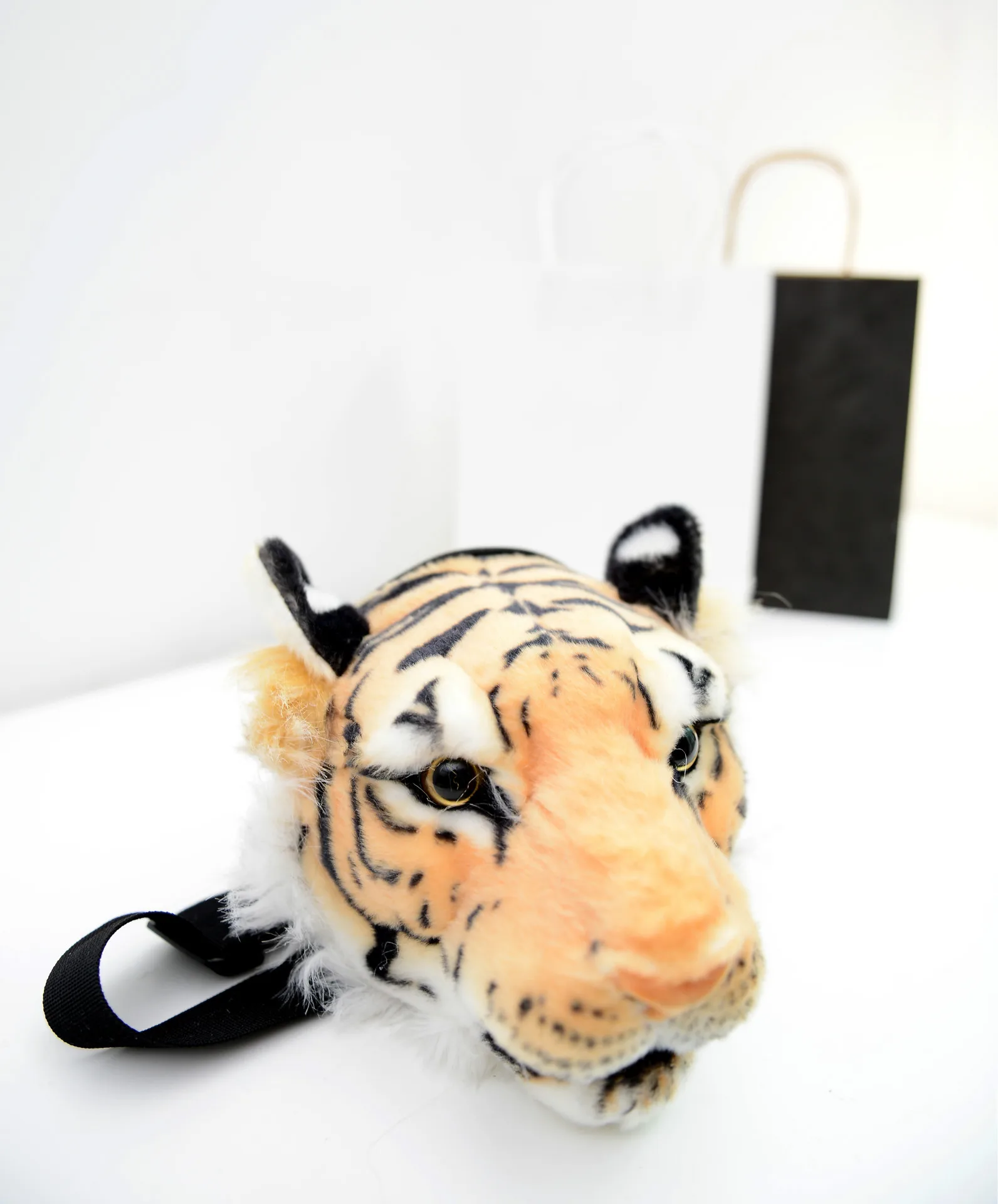 Рюкзак с объемным животным дизайном для девочек, тигр, лев, леопард, панда, меховые школьные сумки, роскошные женские клатчи на цепочке, сумки через плечо, кошелек - Цвет: yellow tiger pocket