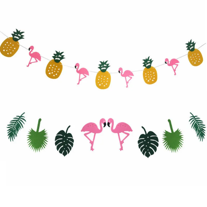 

Flamingos Pineapple Leaf Garland Bunting Banner Baby Shower Wedding Birthday Summer Hawaiian Luau Party Decor Supplies