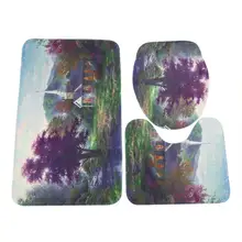 3 шт./компл. с цветочным печатным рисунком Нескользящие коврики коврик для душа комплект сиденье для унитаза коврик U-shape форме, благодаря чему создается ощущение невесомости с коврик дома Спальня украшения