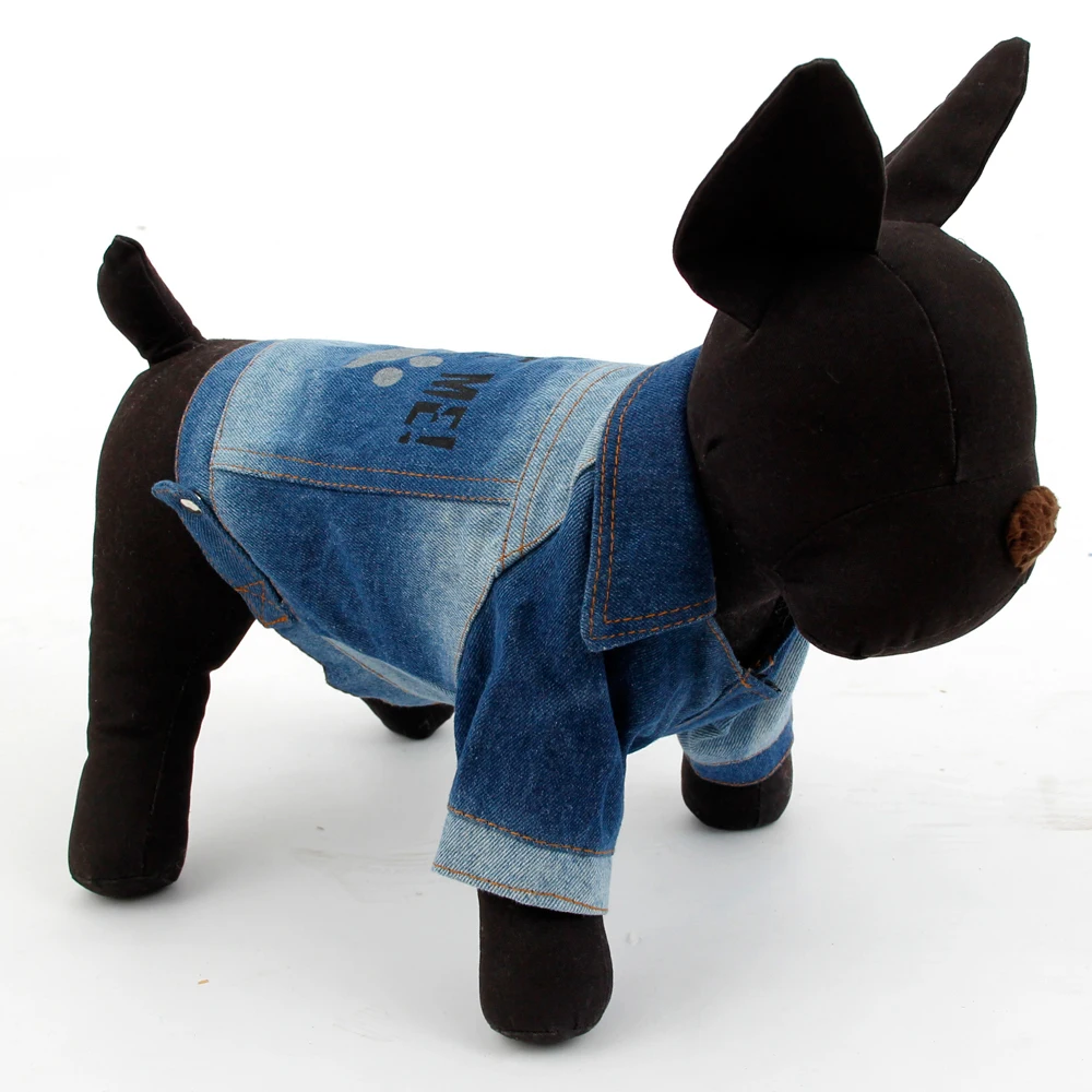 Summer Pet Dog Clothes Denim T Shirt Jeans Jacket Coat Paw Print Pet