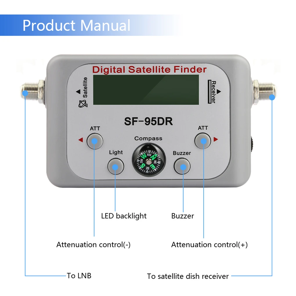 Цифровой спутниковый искатель SF-95DR метр Satlink приемник ТВ сигнала спутниковый декодер Satfinder компас lcd FTA блюдо