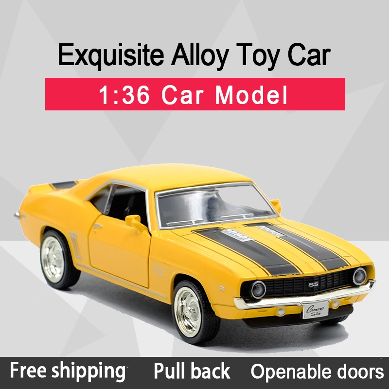 RMZ CITY 1:36 Chevrolet Camaro SS 1969 суперспортивный автомобиль черный красный литый под