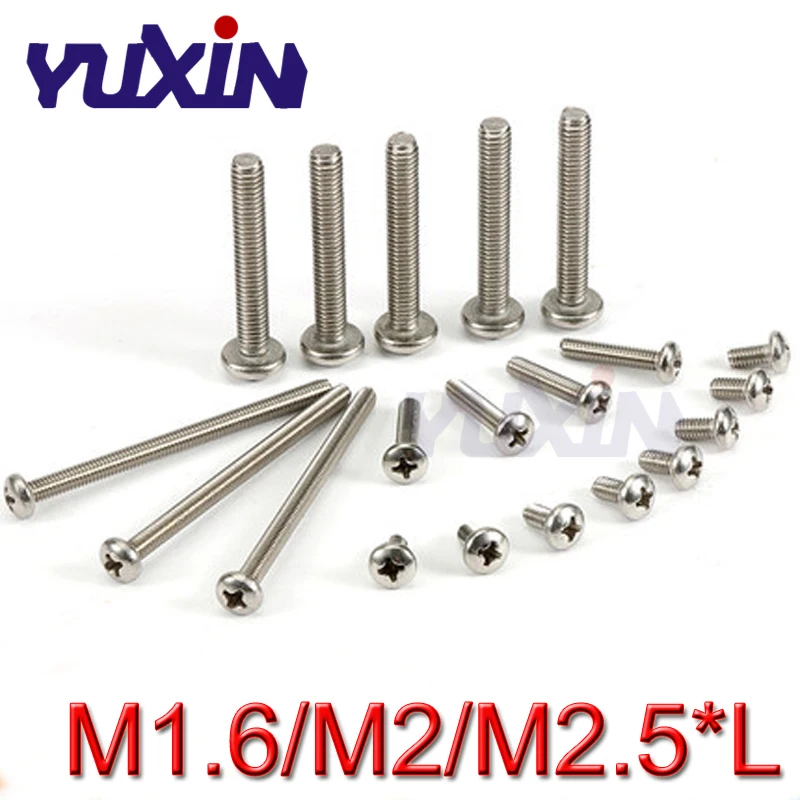 500Pcs M1.6 M2 M2.5*L ISO7045 DIN7985 GB818 304 Stainless Steel Cross Recessed Pan Head PM Screws Phillips Machine Bolts | Обустройство