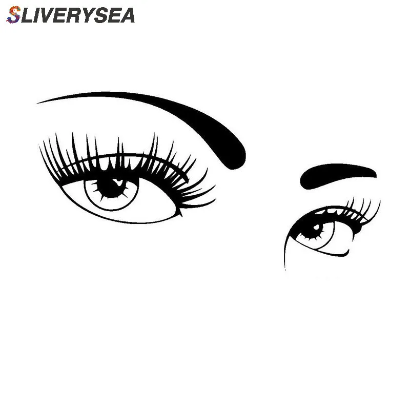 

SLIVERYSEA A Pair of Beautiful Eyes of Car Stickers Covering The Body of Fashion Vinyl Decals Car Styling Black/Silver