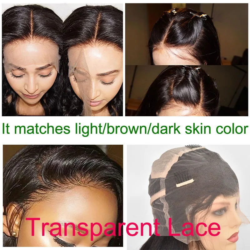 Pre Plucked Full Lace Human Hair Wigs With Baby Hair Straight Brazilian Transparent Lace Wig Braided Glueless Full Lace Wig Remy