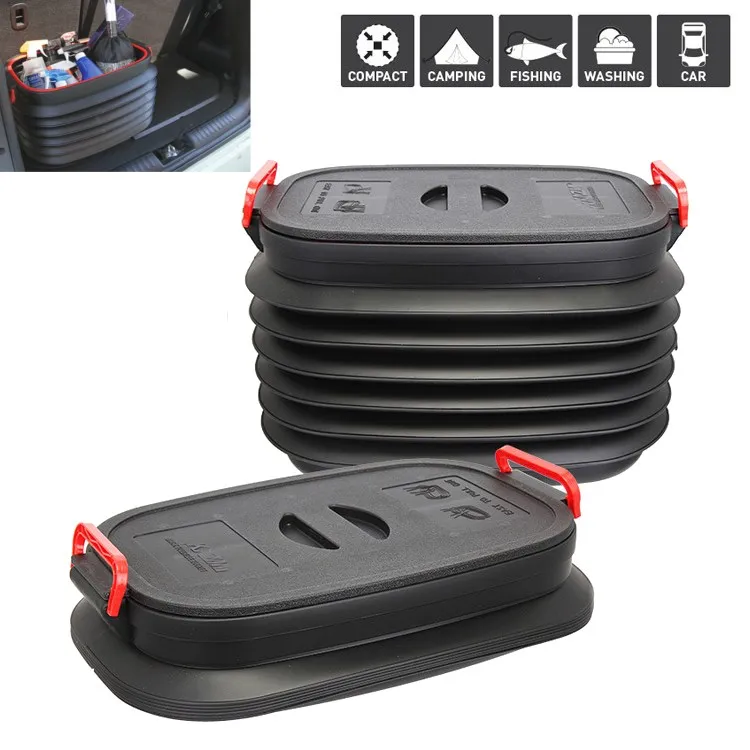 37L Outdoor tool camping washing water Car Folding Fishing Telescopic Bucket with Cover Outdoor Portable Storage