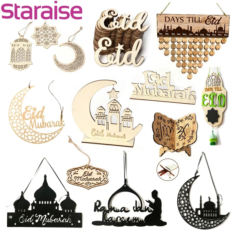 

Wooden EID Mubarak Pendant Food Plate Ramadan Party Decoration DIY EID Party Favors For Home Decor EID Gift Party Decor Supplie