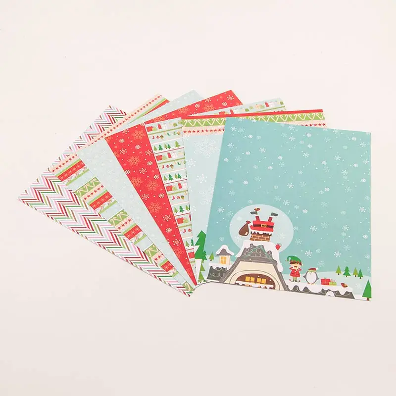 

ZFPARTY 14pcs Single-side Printed Christmas pattern creative papercraft art paper handmade scrapbooking kit set books
