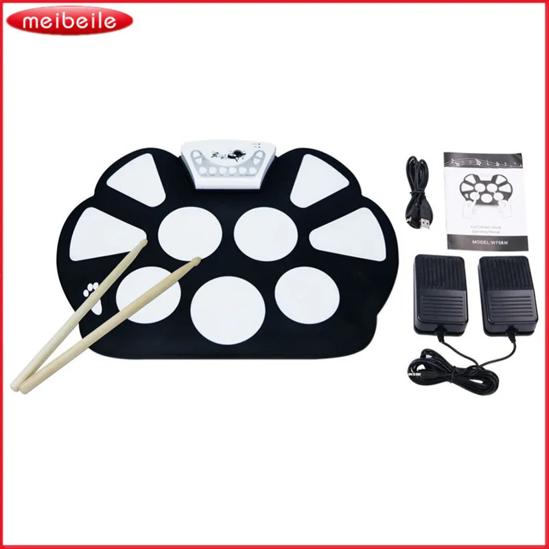 

Professtional Electronic Drum Set USB Machine Roll up Drums Kits With Drum Sticks- Foldable Silicon Drum Practice InStrument