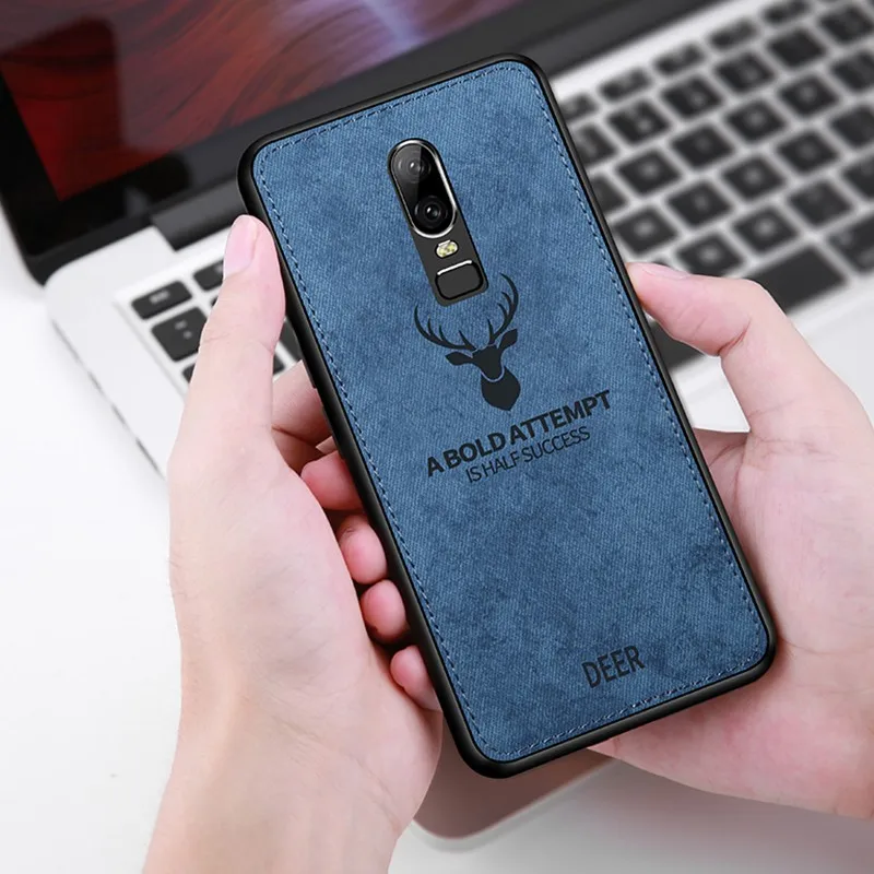 

Luxury Elk Pattern Case for OnePlus 7 Pro 6T 5T 5 6 Hybrid TPU+Fabric Cloth Skin Slim Soft Cover for One Plus 7 Pro 6 6T 5 5T