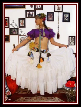 

cotton 4tiered 18yards Ats Gypsy tribal belly dance skirt EH05