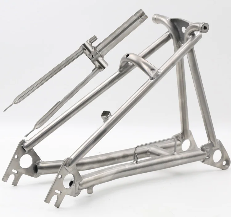 Титановая вилка для велосипеда Brompton-1& 1/"-с резьбой+ задний треугольник подходит для велосипеда Brompton - Цвет: one set
