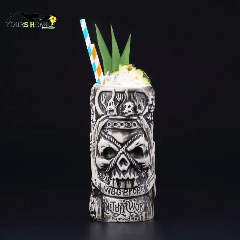 

570ml Hawaii Tiki Mugs Cocktail Cup Beer Beverage Mug Wine Mug Ceramic Easter Islander Tiki Mug Bar Tool