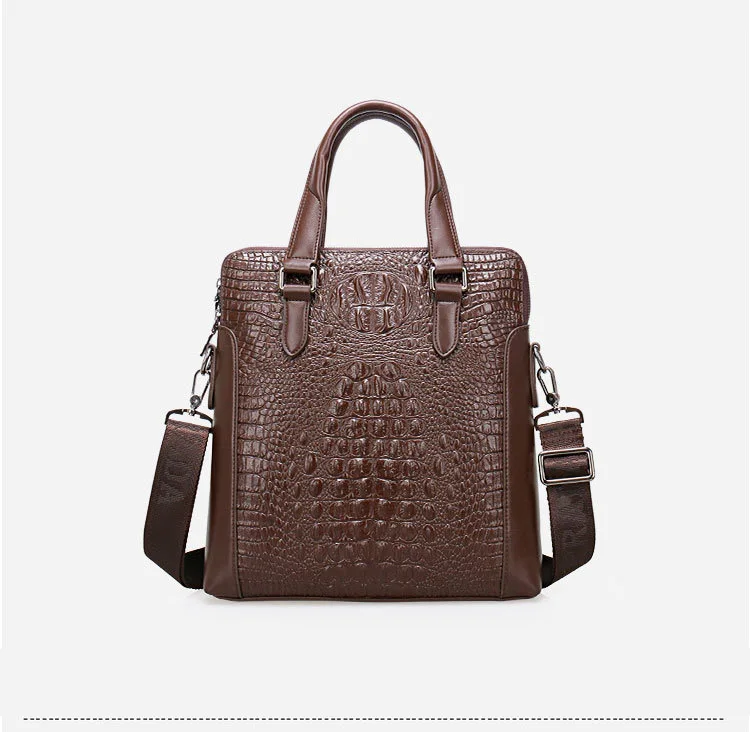 Модный бренд Prius, мягкая кожаная мужская сумка, тканый портфель с узором, модная сумка на плечо - Цвет: brown