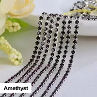 3yards/piece 17colors glass crystal Rhinestones chain, Gold bottom sew on Cup Chains For diy Sewing Clothes Accessories