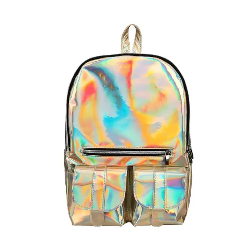 

Shiny Backpack Women Large Capacity Shoulder Bags for Teenager Girls PVC College Style Zipper Backpacks Travel Daypacks 2018 Z60