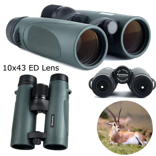 Best price at $425 Cheap Free shipping!Eyeskey HD 10x43mm ED Waterproof BAK4 Prism Binocular for Hunting Hiking Camping