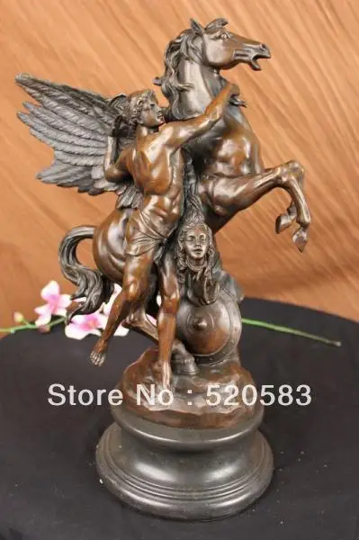 

free Perseus and Pegasus Bronze Marble Sculpture By Vitaleh Mythical Marble Figurine fast
