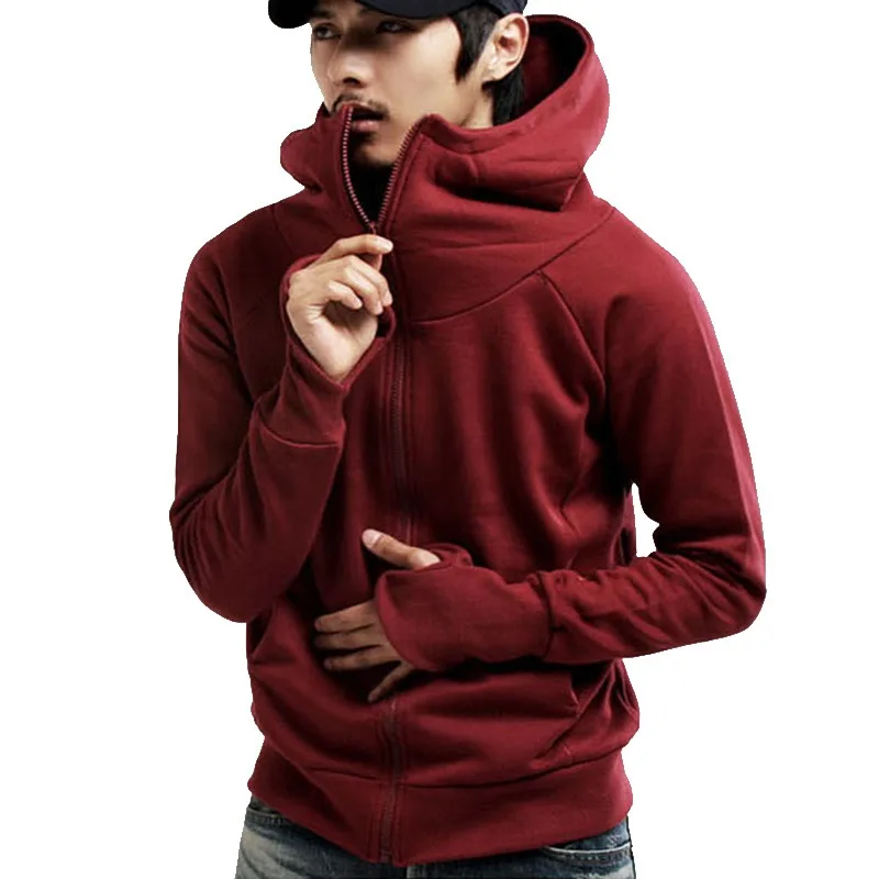 

Plus Size Men Hoodies Jacket Spring Autumn Zipper Hooded Sweatshirt Top Male Long Sleeve Pocket Pullover High Neck Hoodie Coat