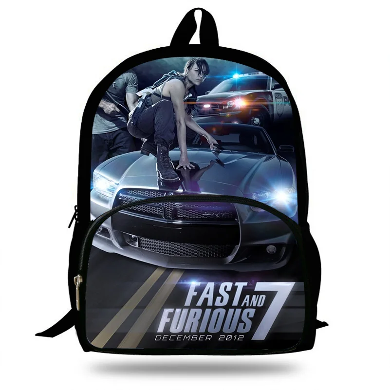 

Fast Furious 7&8 Print Shoulder Bags Role Pattern Women Daypacks Laptop Children Shool Backpacks For Teenagers Girls School Bag