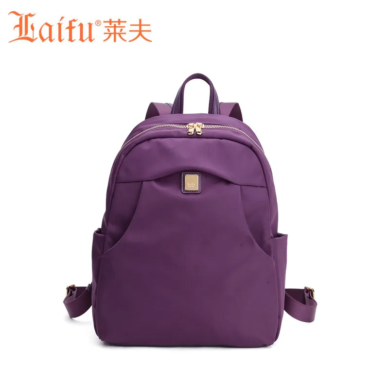 

Laifu Brand Design Teenage Girls Nylon School Bag Waterproof Women Fashion Backpack Shoulder Bag Leisure Black Purple