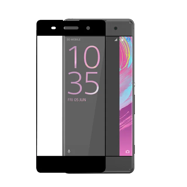 3D с округленными изогнутыми краями цветной цельный чехол для Sony Xperia XA F3111 Экран протектор Закаленное Стекло для Sony Xperia XA X A F3112 F3115 - Цвет: Black