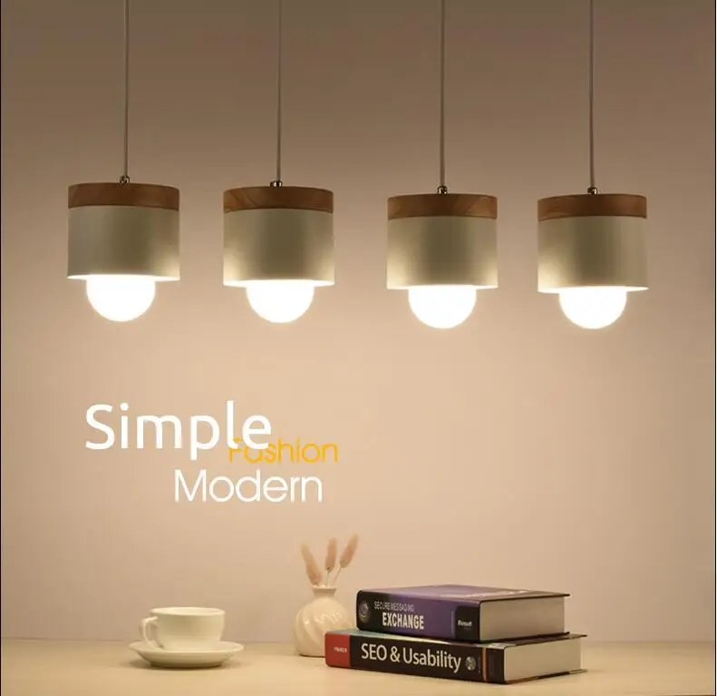 Luces colgantes modernas de hierro estilo nórdico IWHD madera creativa lámpara colgante Led cocina barra de dormitorio iluminación Lustre